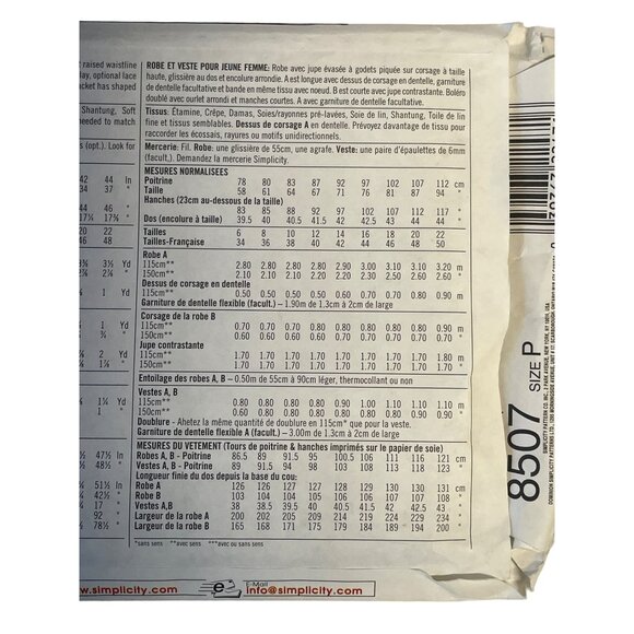 Simplicity Sewing Pattern 8507 Dress Jacket Bolero Misses Size 12-16 Summer - Picture 3 of 3